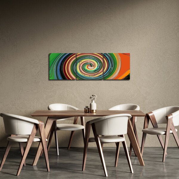 Absztrakt kép - színes spirál (órával) (90x30 cm)