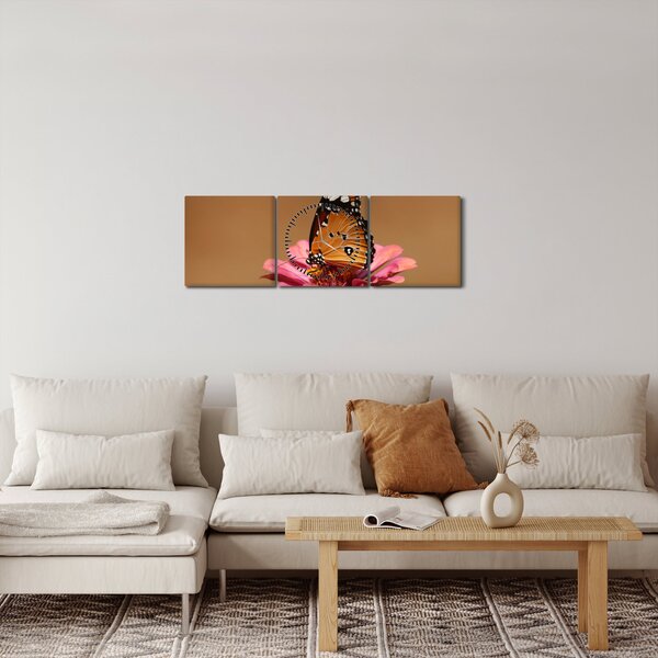 Pillangó képe a virágon (órával) (90x30 cm)