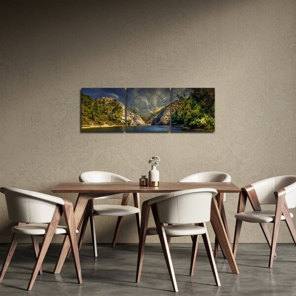 Tájkép tóval (órával) (90x30 cm)