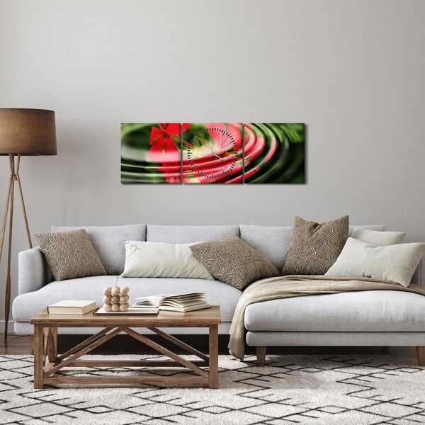 Absztrakt kép - virágok hullámokban (órával) (90x30 cm)