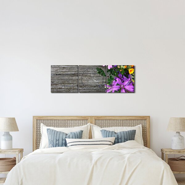 Kép - réti virágok (órával) (90x30 cm)