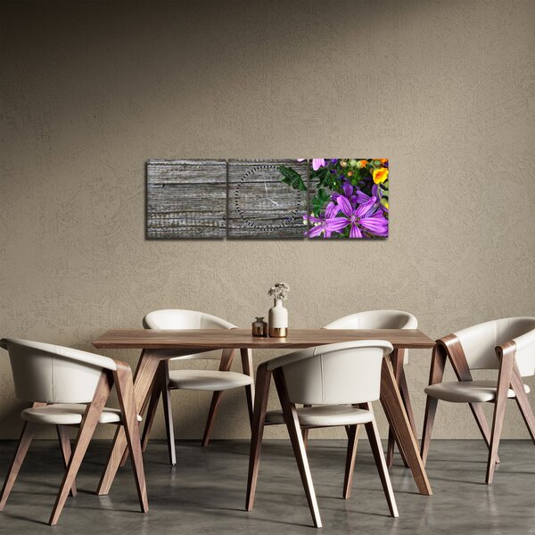 Kép - réti virágok (órával) (90x30 cm)