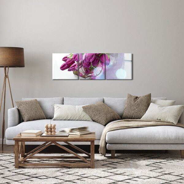 Kép - csokor tulipán (órával) (90x30 cm)