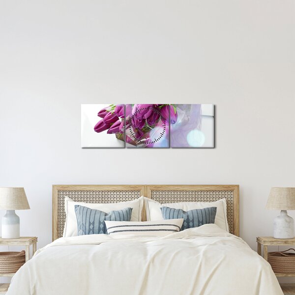 Kép - csokor tulipán (órával) (90x30 cm)