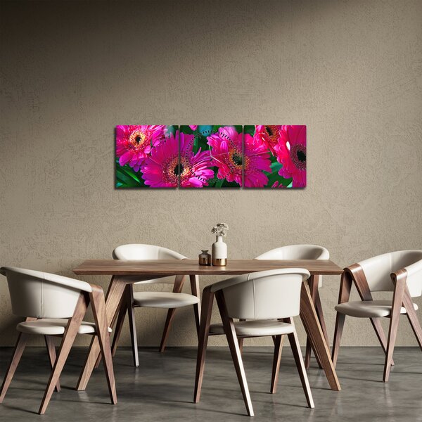 Kép - virágok (órával) (90x30 cm)
