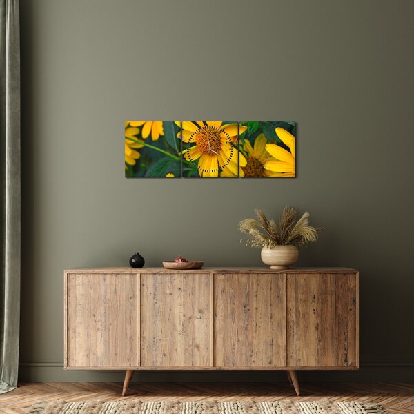 Sárga virágok képe (órával) (90x30 cm)