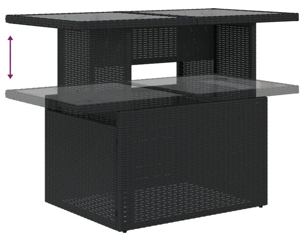 6 részes fekete polyrattan kerti ülőgarnitúra párnákkal