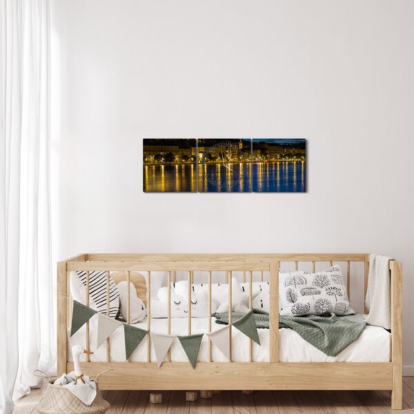 Éjszakai város képe (órával) (90x30 cm)