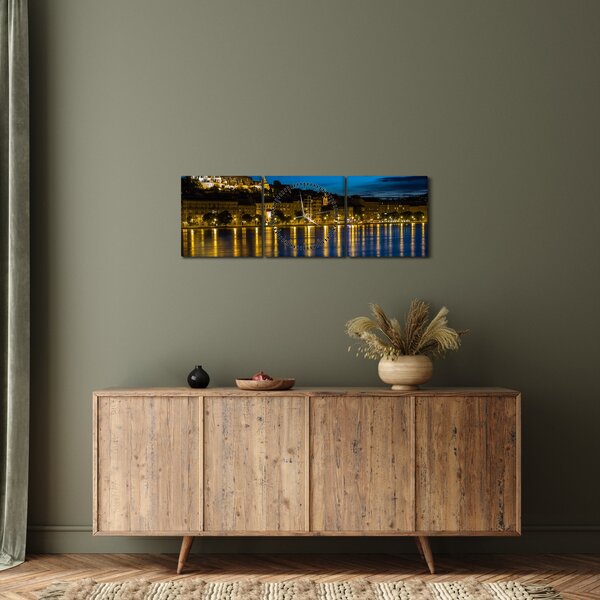 Éjszakai város képe (órával) (90x30 cm)