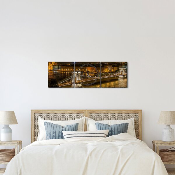 Éjszakai város képe (órával) (90x30 cm)