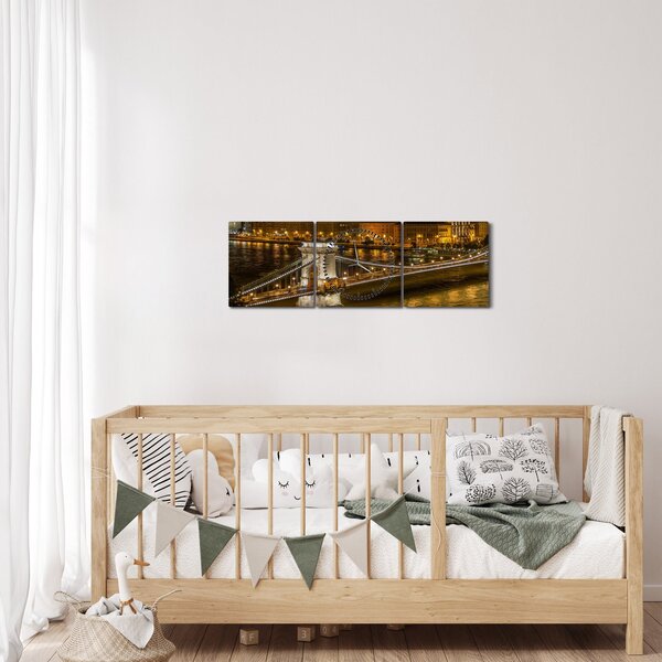 Éjszakai város képe (órával) (90x30 cm)