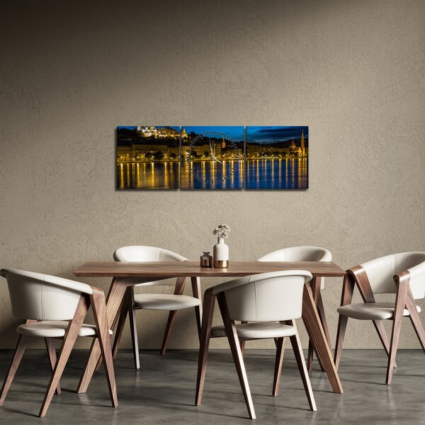 Éjszakai város képe (órával) (90x30 cm)