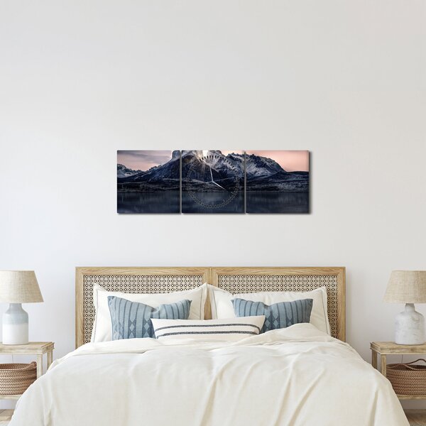 Tó és hegy képe (órával) (90x30 cm)