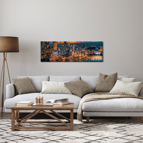 Éjszakai város képe (órával) (90x30 cm)