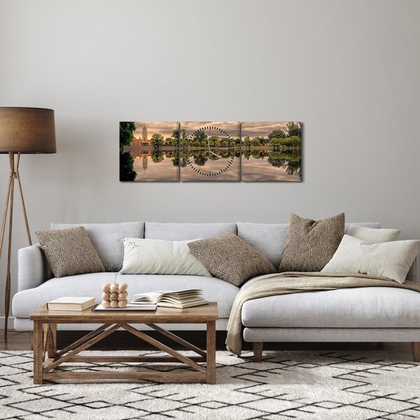 A tó és a fák képe (órával) (90x30 cm)