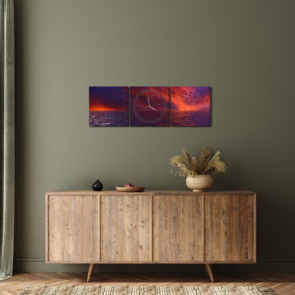 Tengeri kép a madarakkal (órával) (90x30 cm)