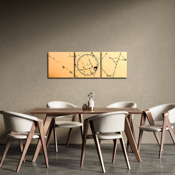 Egy harmatos pókháló képe (órával) (90x30 cm)