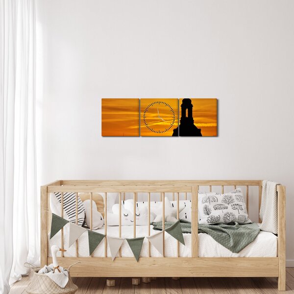 Templom a naplementében képe (órával) (90x30 cm)
