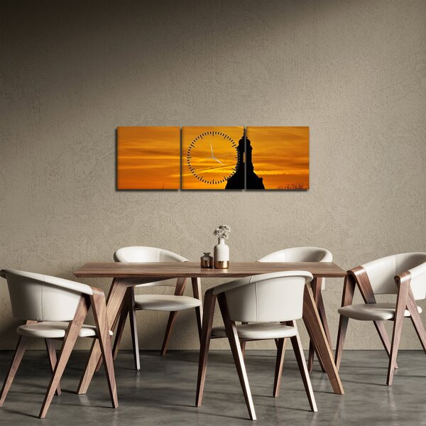 Templom a naplementében képe (órával) (90x30 cm)
