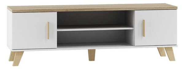 TV-állvány Larfloi 108, Laminált forgácslap, 53x160x40cm, Sonoma tölgy, Fehér