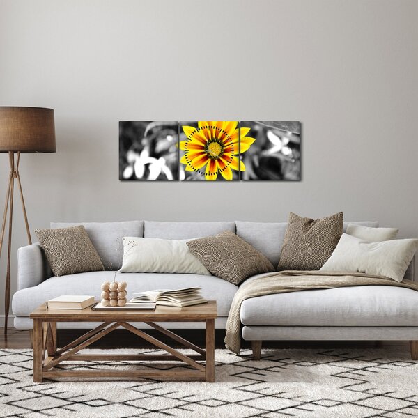 Sárga virágok képe (órával) (90x30 cm)