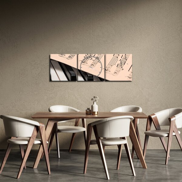 Zongora hangjegyekkel képe (órával) (90x30 cm)