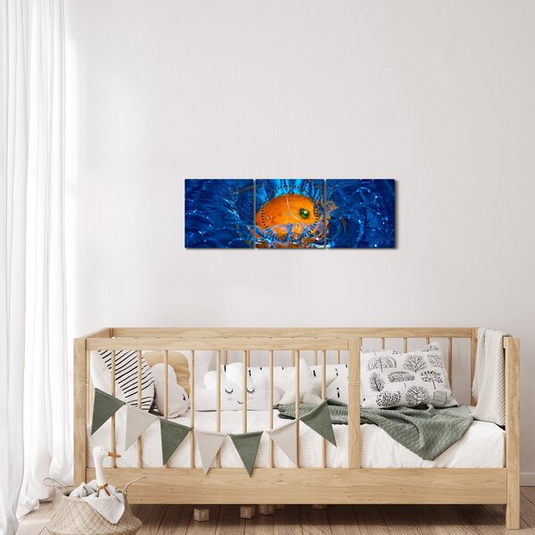 Kép - narancs a vízben (órával) (90x30 cm)