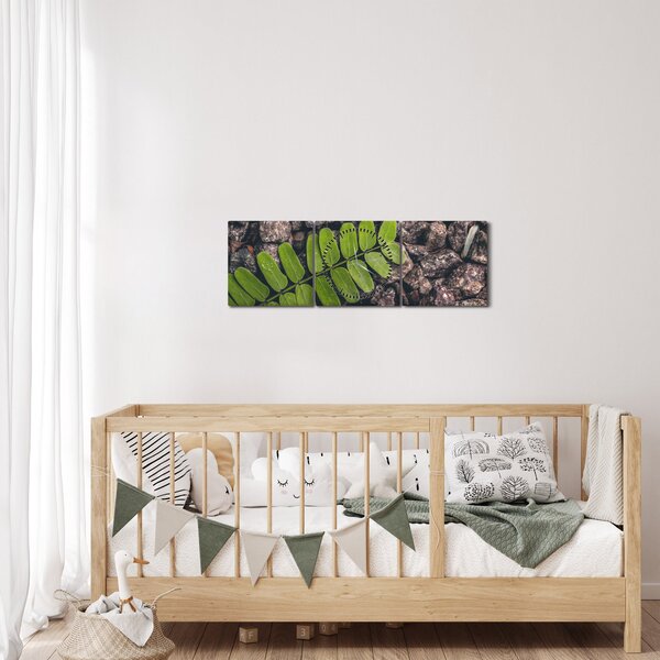 Zöld növények képe (órával) (90x30 cm)