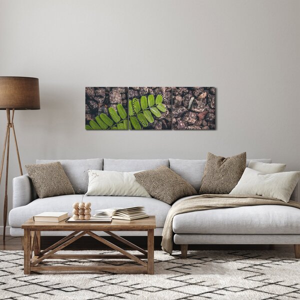 Zöld növények képe (órával) (90x30 cm)