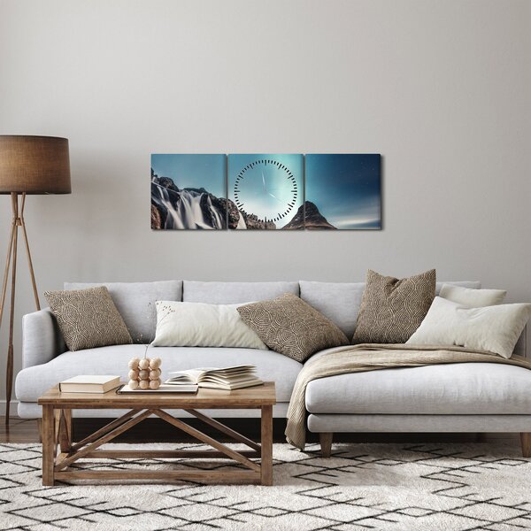 Vízesések képe (órával) (90x30 cm)