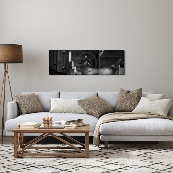 Absztrakt kép - zöld golyó (órával) (90x30 cm)