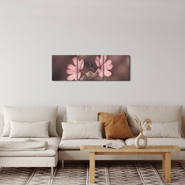 Rózsaszín virág képe (órával) (90x30 cm)