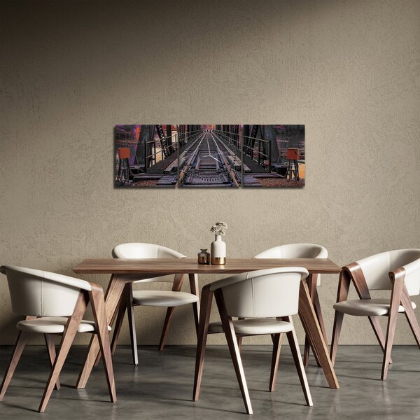 Egy vasúti híd képe (órával) (90x30 cm)