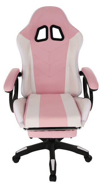 KONDELA Irodai/gamer szék RGB LED világítással, rózsaszín/fehér, JOVELA