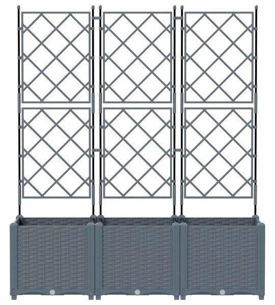 Kerti cserép 3 db Világosszürke 120 x 40 x 143 cm PP
