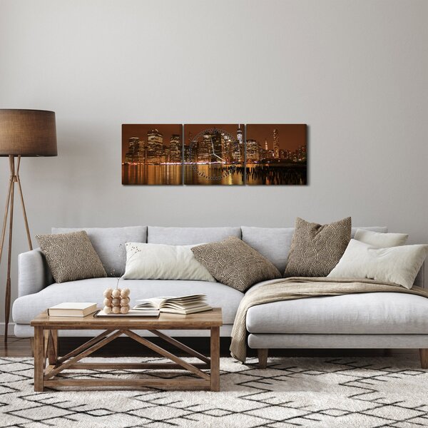 Éjszakai város képe (órával) (90x30 cm)