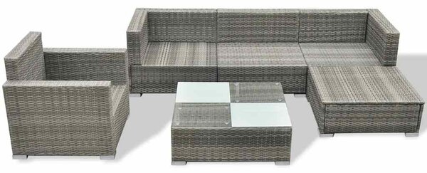 6 részes szürke polyrattan kerti ülőgarnitúra párnákkal