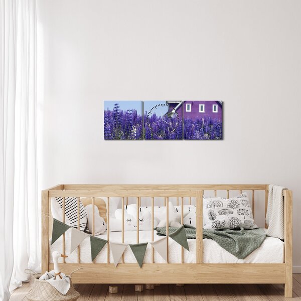 Levandula mező képe (órával) (90x30 cm)