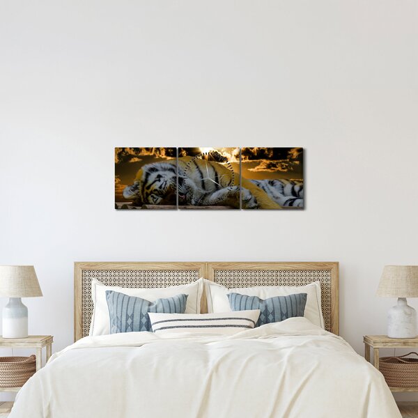 Alvó tigris képe (órával) (90x30 cm)