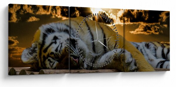 Alvó tigris képe (órával) (90x30 cm)
