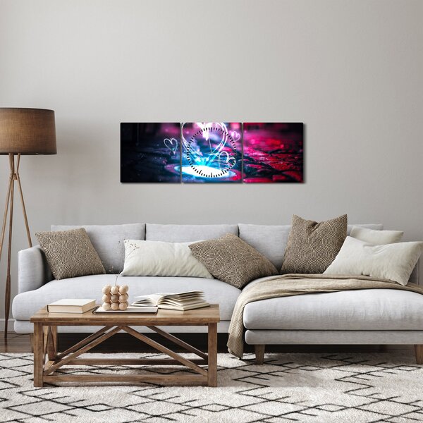 Ragyogó szív képe (órával) (90x30 cm)