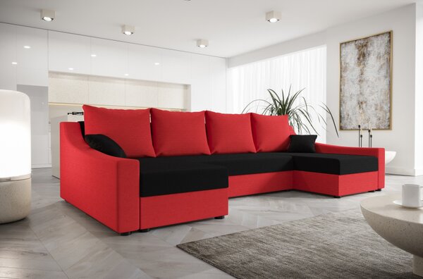 OMNIA elegáns U-alakú ülőgarnitúra - piros / fekete