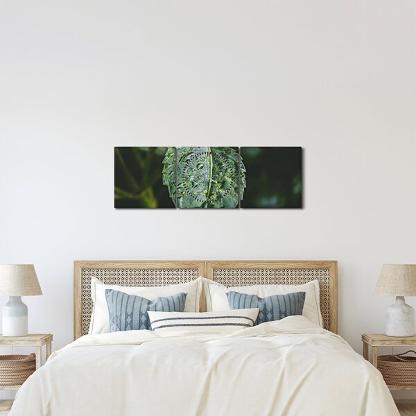 Kép - cseppek a levelen (órával) (90x30 cm)