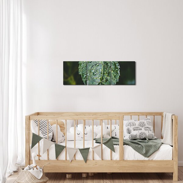 Kép - cseppek a levelen (órával) (90x30 cm)