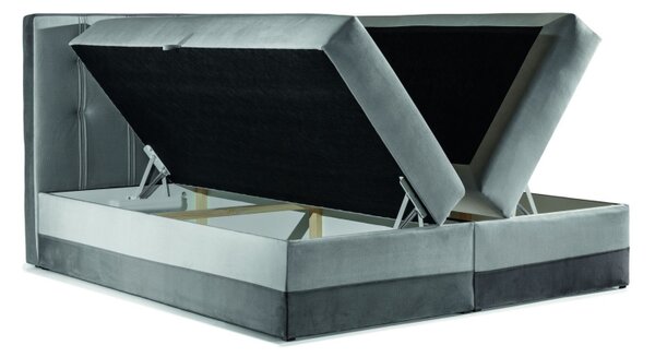 MARYLIN kárpitozott boxspring ágy 140x200 - szürke + INGYENES topper