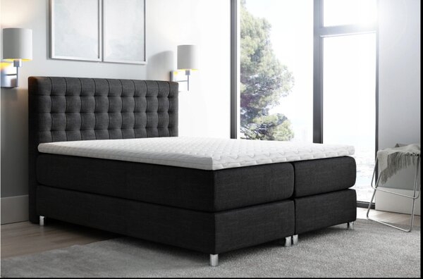 LUCA boxspring ágy 200x200 - fekete + INGYENES topper