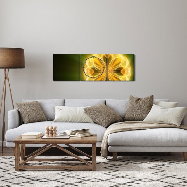 Sárga virág képe (órával) (90x30 cm)