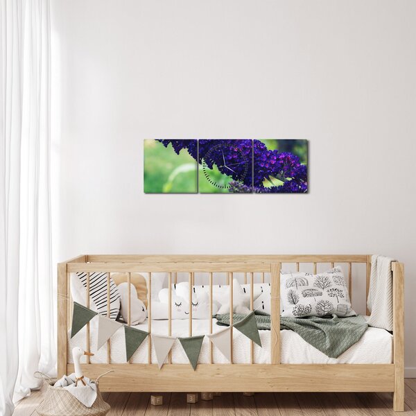 Kék virág képe (órával) (90x30 cm)