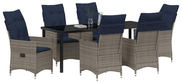 Asztal és szék szett 7 db Szürke PE Rattan