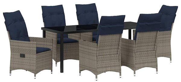 Asztal és szék szett 7 db Szürke PE Rattan